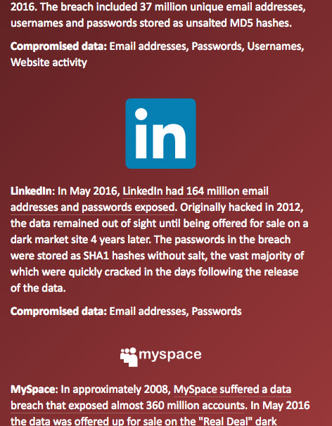 Yahoo, Amazon, Netflix – you name 'em, they've been breached. If your email is in a database which has been breached, you can find out here