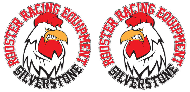 The Rooster Racing sponsor stickers are printed on clear, self-adhesive vinyl and have a left and right-handedness so the racing rooster is looking forward on both sides of the car.