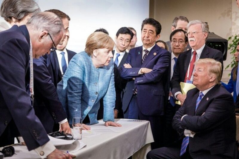 Jesco Denzel's photo of Angela Merkel and Donald Trump, G7 Summit, 2018