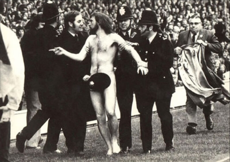 Ian Bradshaw’s photo from 1974, of a streaker at a rugby match at Twickenham