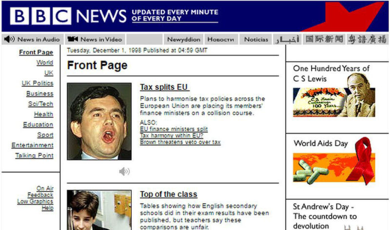 The BBC's website was cutting edge web design in 1998 but typography-wise, it was the Dark Ages