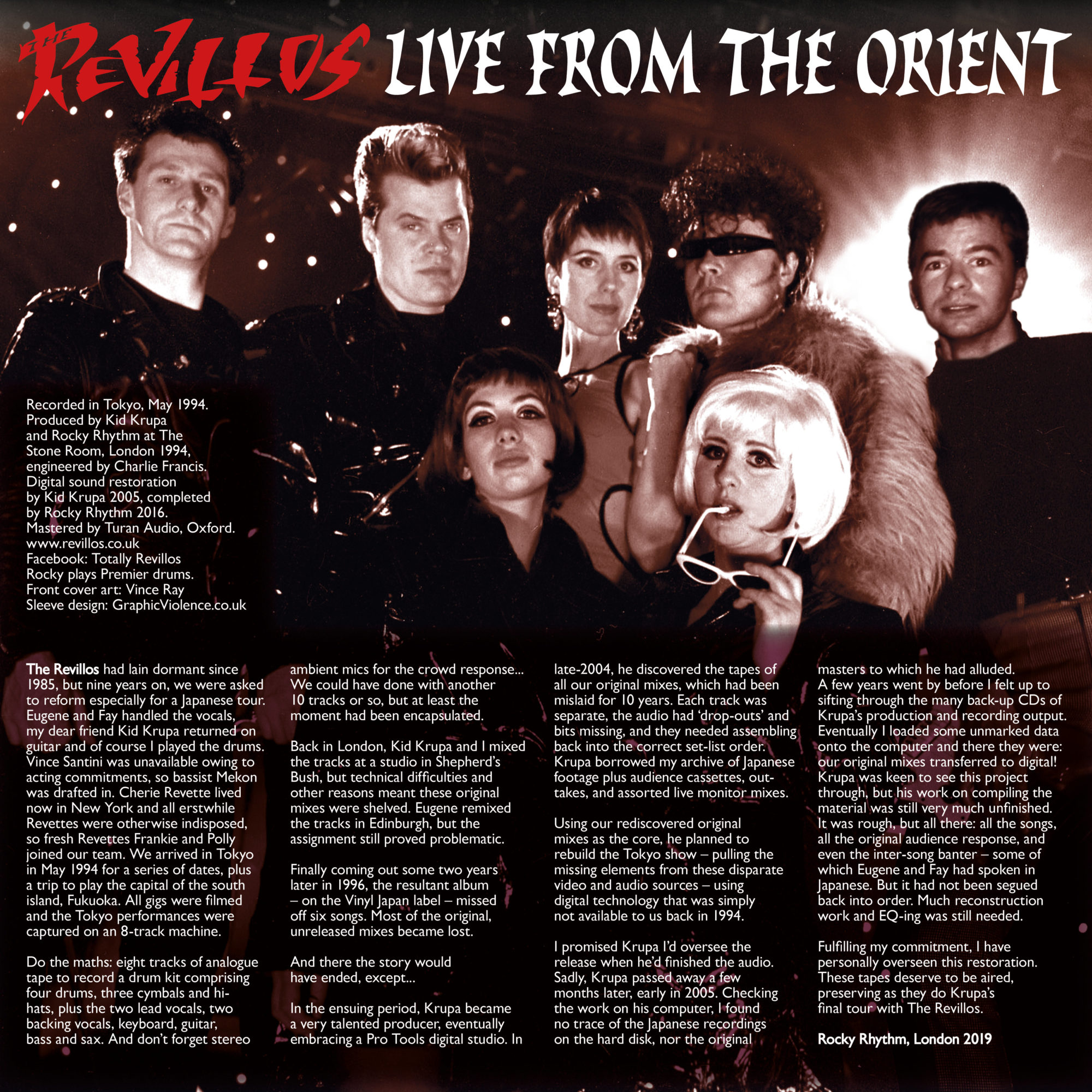 The Revillos' Live From Orient 12in LP inner sleeve front