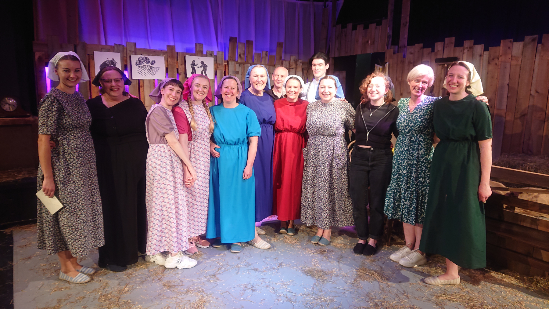 The Derby Shakespeare Theatre cast of 'Paper Dolls' production with writer / director, Niki Caister (second from right)